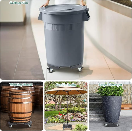 W B D WEIBIDA Round Dolly with Wheels Heavy Duty, Adjustable Pot Dolly 16-20 Inch, Large Plant Mover Indoor Outdoor, Muti Functional Rolling Dolly for Trash Can, Keg, Drum, Barrel