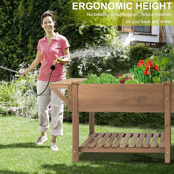 Raised Garden Bed with Legs Outdoor, Elevated Garden Box with Legs, Large Storage Shelf for Vegetable, Flower, Herb, Easy to Assemble，81x23x31 in
