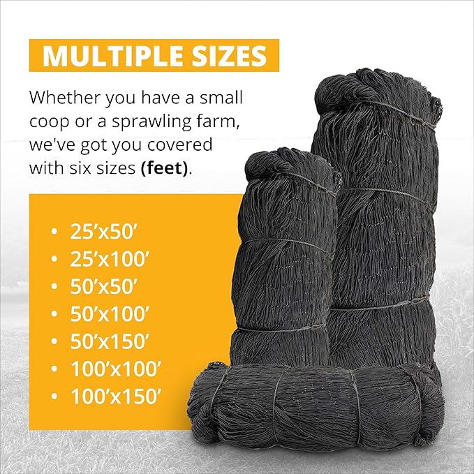 Stromberg’s 2” Mesh Heavy Duty Knotted Aviary Netting, UV Resistant Polyethylene Fiber for Game Birds, Pheasants & Poultry, 85 Lbs Break Strength Durable Against Weather and Predators, Size 25' x 100'