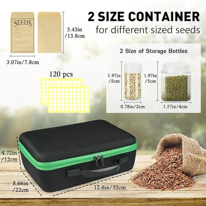 104 Slots Seed Storage Organizer Box with 20 Envelopes, Garden Seed Containers 1 oz 5 oz with Labels, Seed Packet for Plant, Flower,Vegetable Seeds