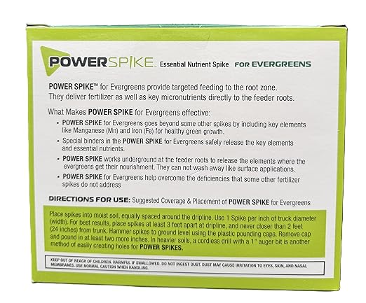 Power Spike for EVERGREENS, Fertilizer Spike. Essential Nutrient Spike Fortified with Iron to Feed All Types of evergreens and Address Common Deficiencies (10 Spikes - 3.2 lbs) (10)