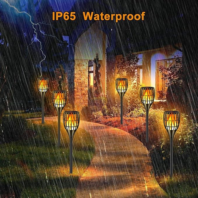 Solar Torch Light with Flickering Flame, Solar Lights Outdoor Garden Waterproof Dancing Flames Light, Flickering Flames Garden Light, Landscape Decoration Pathway Patio Lights 43",8P