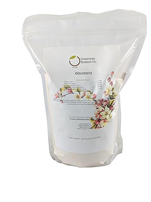 Greenway Biotech, Inc. Dolomite Lime Plus- Includes 11.8% Magnesium and 22.7% Calcium Helps to Adjust The pH Level- Great to Make Your Own Compost and Worm Bins (10 Pounds)
