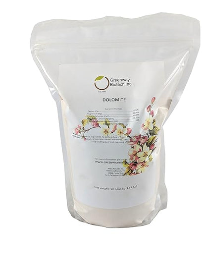 Greenway Biotech, Inc. Dolomite Lime Plus- Includes 11.8% Magnesium and 22.7% Calcium Helps to Adjust The pH Level- Great to Make Your Own Compost and Worm Bins (10 Pounds)