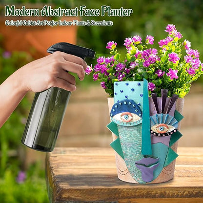 Mrlikale Abstract Face Planter Pots, Unique Head Planter with Drainage Hole for Indoor Plants and Succulents, 6.4 Inch Hand-Painted Mask Flower Pot for Outdoor and Home Art Decor