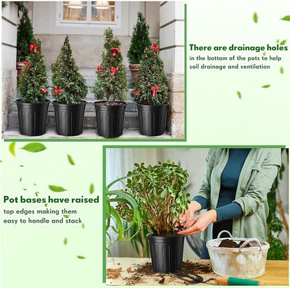 300 Pcs 1 2 Gallon Nursery Pots Bulk Plastic Flexible Plant Seedling Pots with Drainage Hole and Gardening Tools for Garden Flowers Succulents Seedlings Indoor and Outdoor