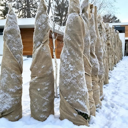 40'' x 100 Feet Burlap Fabric Roll 33 Yard, Natural Jute Fabric for Winter Tree Wrap Plant Covers Freeze Protection with 164 Feet Jute Rope, DIY Rustic Wedding Garden Outdooor Christmas Decoration