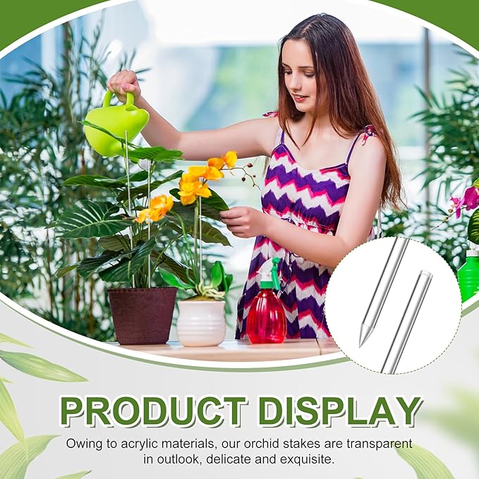 Chunful 30 Pcs 18.1 Inch Acrylic Plant Stakes Garden Stakes Clear Orchid Stakes Clear Plant Sticks Potted Plant Support Stakes for Supporting Vines Grow Upright