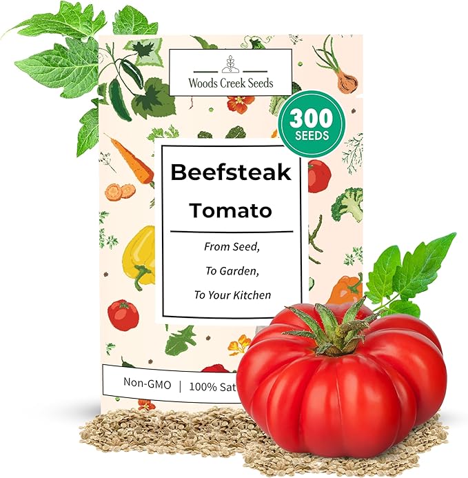 Beefsteak Tomato Seeds for Planting – Heirloom Indeterminate Large Red Slicing Tomatoes for Home Gardens | Woods Creek Seeds