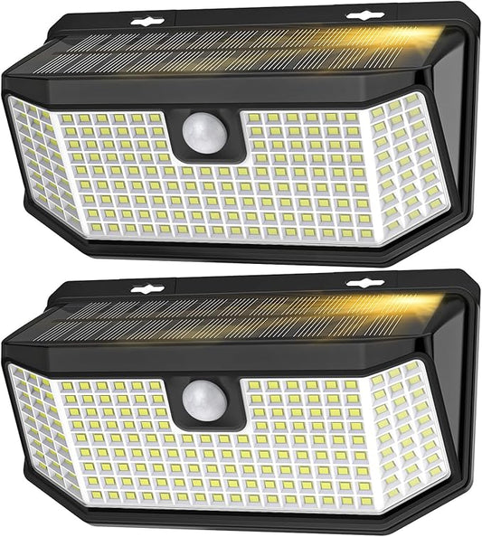 Aootek Solar Lights Outdoor 182 LEDs 2500Lm Solar Motion Sensor Lights IP65 Waterpro of with Wide Anglefor Patio Garden Garage Yard Front Door(2pack)