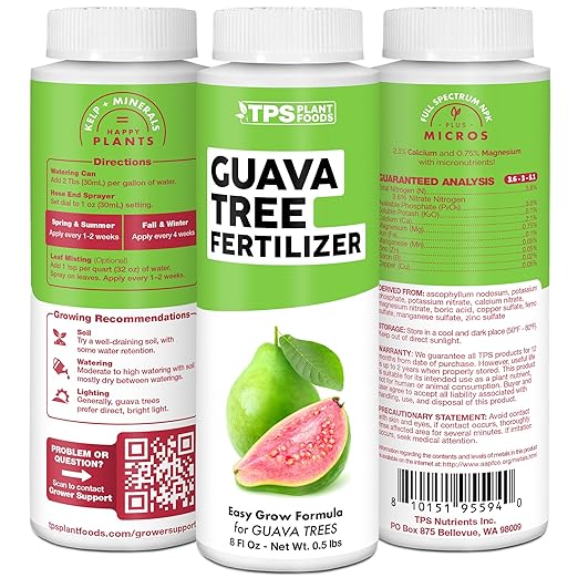 Guava Tree Fertilizer for Guava Trees, Great for White, Pink, and Red Guava Varieties, Liquid Fertilizer by TPS Plant Foods, 32 oz (1 Quart)