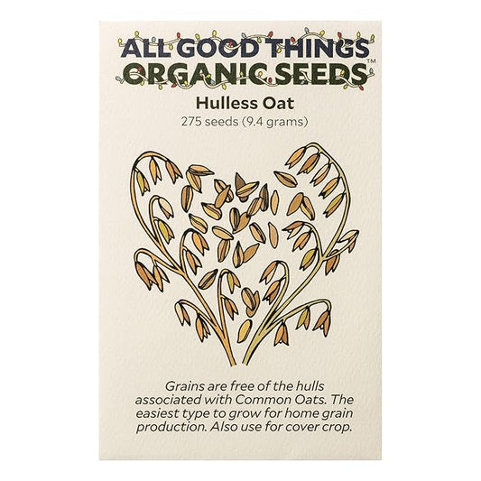 All Good Things Organic Hulless Oat Seeds Seeds for Planting: Ideal for Whole Groats, Vanilla Tan Grains - 275 Seed Packet