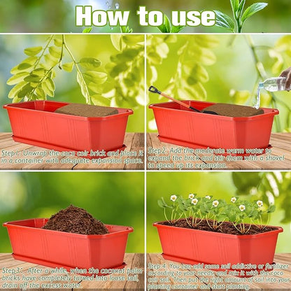 Halatool 6 Pcs Organic Coconut Coir Bricks for Plants, Compressed Coco Coir Brick Coconut Fiber Substrate with Low EC & pH Balance, High Expansion Coco Peat Seed Starter Garden Soil for Planting