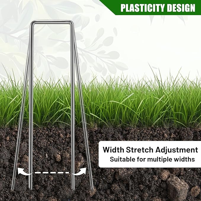 122 Pack 6in Landscape Staples Galvanized Garden Stakes Plant Stakes for Garden,Yard,Field,Plastic Sheeting,Cages