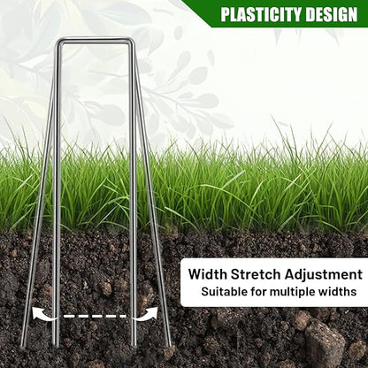 122 Pack 6in Landscape Staples Galvanized Garden Stakes Plant Stakes for Garden,Yard,Field,Plastic Sheeting,Cages