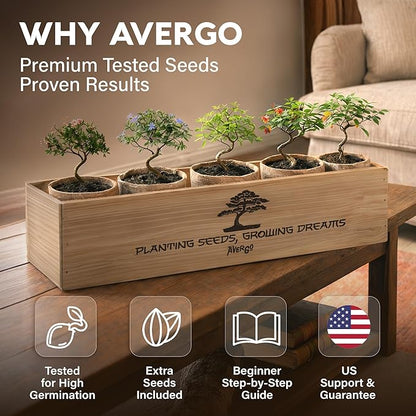 DIY Bonsai Tree Kit for Beginners – 5X Unique Japanese Bonzai Trees, Complete Indoor Bonsai Starter Kit for Growing Bonsai Plants w/Tools & Planters – DIY Christmas Gardening Gifts for Mom
