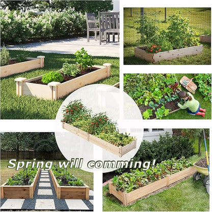 8x2 FT Raised Garden Bed Kit Elevated Wood Planter Garden Box Stand for for Backyard, Patio Outdoor Solid Wood