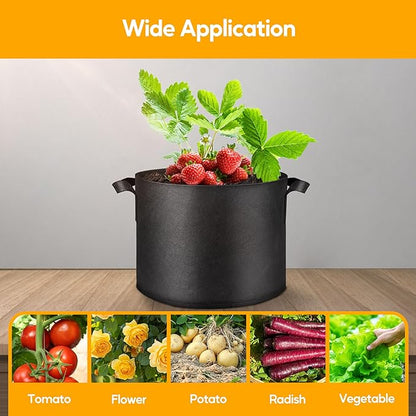 Simple Deluxe Grow Bags 20 Gallon 5 Pack Planter Pots with Handles, Thickened Nonwoven Fabric Aeration Cloth Bag, Heavy Duty Gardening for Tomoato, Potato, Vegetable and Flowers, Black with 5 Labels
