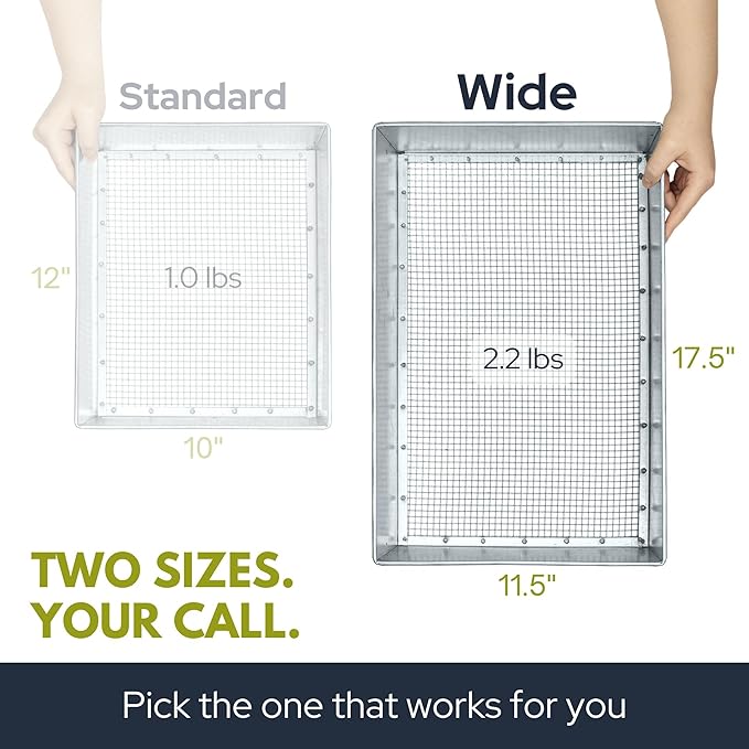 Soil Sifter, Wide Size (17.5 x 11.5 inches) with 1/4-inch Mesh, Garden Sieve for Dirt, Sand, Rocks, and Compost