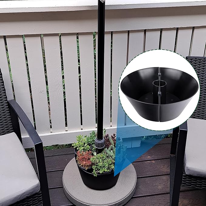 EBaokuup 2 Packs Umbrella Planter for Patio Table, PVC Half Circle Planter Pot Fits Umbrella Poles Up to 2” Diameter Planters Container,Umbrella Flower Pot for Garden Home Plants