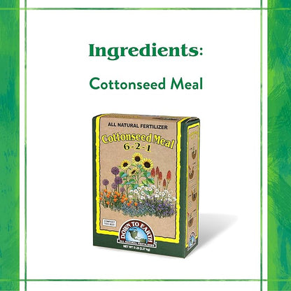 Down To Earth All Natural Fertilizers Organic Cottonseed Meal - Plant Food for Low pH Acid Soil Loving Plants 6-2-1, 5 lb