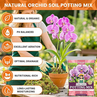 Legigo 2 QT Orchid Potting Mix for Repotting- Include Moss, Pine Bark, Perlite and Coco Peat, Orchid Bark Potting Mix, Orchid Soil for Potting Indoor Plants, Enhanced Drainage & Root Ventilation