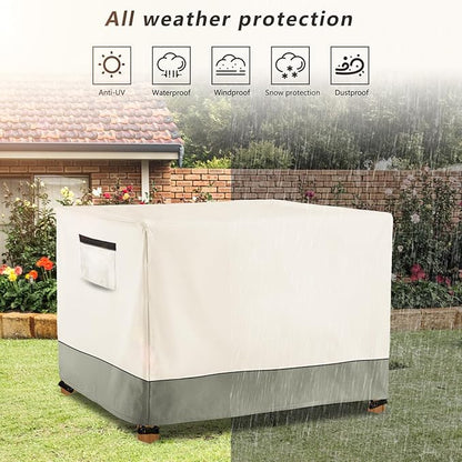 Outdoor Raised Garden Bed Cover,Heavy Duty 600D Waterproof Elevated Wood Planter Box Stand Cover for Winter,48"L x 24"Wx 30"H Inch(Beige & Green,Covers Only)