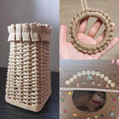Strong Jute Twine 4mm Thick 328Feet Arts Crafts Jute Rope Durable Packing String for Gardening Applications (4MM 328FT)