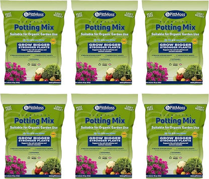 PittMoss Plentiful Eco-Friendly, Organic, Peat-Free Potting Mix, 10 Quarts (Pack of 6) for Gardens, Houseplants, Mulching & More - Made in USA from Recycled Paper