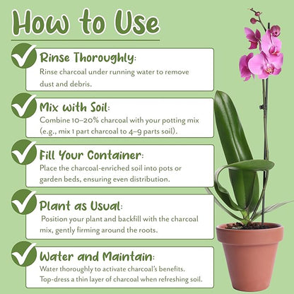 Soil Sunrise Horticultural Charcoal for Indoor Plants (2 Quarts) Hardwood Soil Additive for Orchids, Terrariums, and Gardening