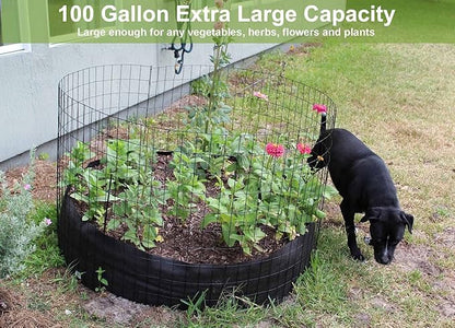 2 Pack 100 Gallon Fabric Raised Garden Planting Beds, Heavy Duty Round Plant Grow Bags Breathable Non-Woven Planting Container for Vegetables Flower Herbs and Plants, Gardening Outdoor