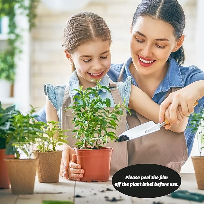 JarThenaAMCS 24Pcs Acrylic Plant Label Signs 12 Styles Garden Herb Markers Transparent Waterproof T-Type Tags Reusable Plant Stake Tags with Names for Nursery Indoor Outdoor Garden Decor