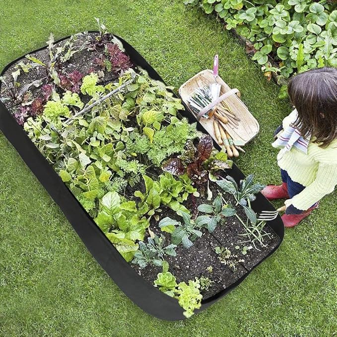 Raised Garden Bed with Grow Grid,135 Gallon Elevated Flower Vegetables Bed Planter Box,Planting Container,Plant Root Pouch Pots,Garden Tub