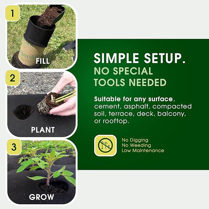 4x4 25 ft Tubular Fabric Planters for Outdoor Plants with Full Drip Irrigation System - Heavy Duty Mesh for Optimal Airflow, Customizable Up to 16 sq ft