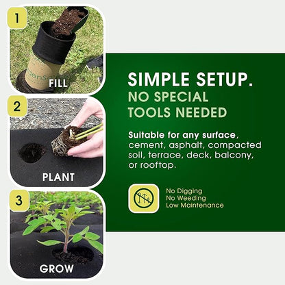 4x4 25 ft Tubular Fabric Planters for Outdoor Plants with Full Drip Irrigation System - Heavy Duty Mesh for Optimal Airflow, Customizable Up to 16 sq ft