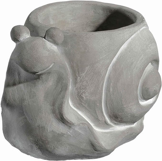Classic Home and Garden Cement Buddies Animal Planter - Cute Desk Decoration - UV Coated Animal Vase w/Drain Plug - Succulent Plant Pot for Indoor/Outdoor Use (Snail Planter, Natural, Small)