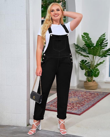Vetinee Womens Classic Adjustable Straps Pockets Denim Bib Overalls Jeans Pants