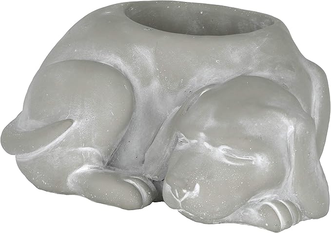 Classic Home and Garden Cement Buddies Animal Planter - Cute Desk Decoration - UV Coated Animal Vase w/Drain Plug - Succulent Plant Pot for Indoor/Outdoor Use (Dog Planter, Natural, Small)