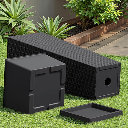 Devoko Resin Tall Planters with Tray for Outdoor Plants Set of 2, Large Taper Outdoor Planter Pots with 4 Drainage Holes, Flower Pots Modern Decor for Porch, Patio, Backyard, Garden(Black, 32")