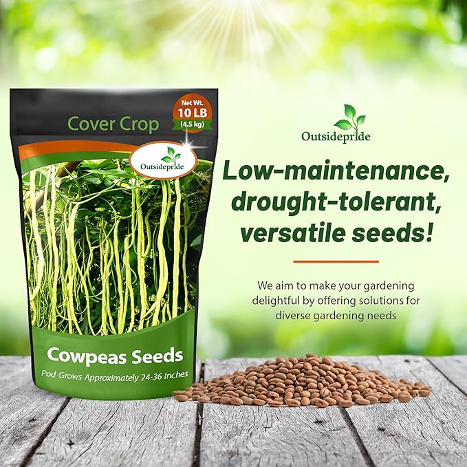Outsidepride Cowpeas Seeds - 10 lbs Heat & Drought-Tolerant, Nutrient-Rich Cowpea Seeds for Cover Crops, Food Plots, Forage - Ideal for Planting, Enhancing Soil Health, and Improving Soil Fertility