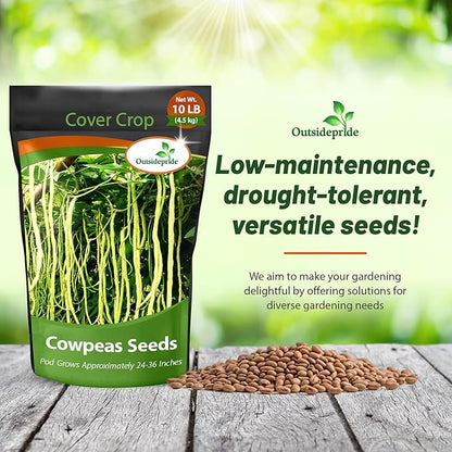 Outsidepride Cowpeas Seeds - 10 lbs Heat & Drought-Tolerant, Nutrient-Rich Cowpea Seeds for Cover Crops, Food Plots, Forage - Ideal for Planting, Enhancing Soil Health, and Improving Soil Fertility