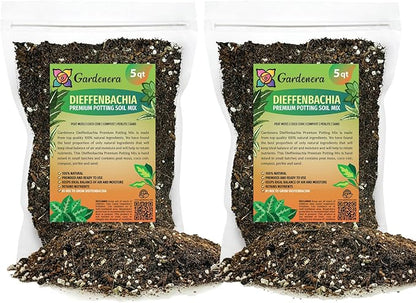 Gardenera Premium Dumb Cane Potting Soil Mix - Ideal Blend for Growing Robust and Healthy Dumb Cane Plants - 10 Quart