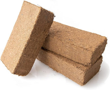 Minute Soil Plus Brick - NPK Amended Compressed Coco Coir Fiber Grow Medium - 3 Bricks = 1.5 Gallons of Potting Soil Each - Gardening, Plants, Flowers, Herbs, Microgreens - Peat Free