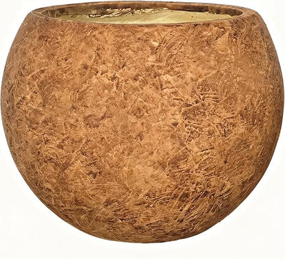 17 H x 21" Dia (15" Pot Opening) Round Fiberstone Planter with Drainage Hole, Indoor/Outdoor Large Plant Pot for Home Patio Garden, Ideal for Large Plants -Camel