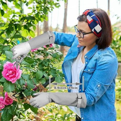 Long-Gardening-Gloves for Women/Men - Thorn Proof Rose Pruning Gloves Heavy Duty Gauntlet, Best Garden Gifts for Gardener-S