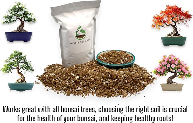 Premium Bonsai Soil Mix with Akadama, Pumice, Lava Rocks, Coco Coir, Fast Draining, Organic, 2 Quart