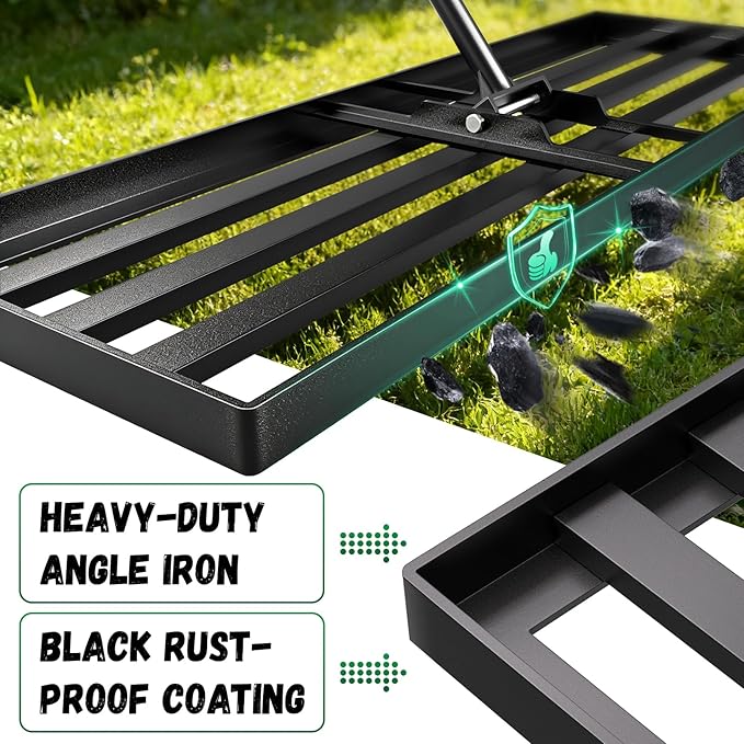 Lawn Leveling Rake 36X12 inch,78" Long Handle Level Rake ,Heavy Duty Yard Leveling Rakes Suit for Garden,Golf Lawn and Farm,Effort Saving Tool for Soil Grass Golf Field