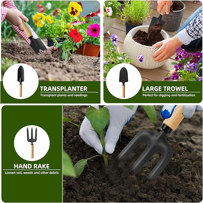 8 in 1 Seed Storage Garden Seed Organizer with Gardening SuGarden Tool Set Box with Safety Locks 4 Compartments Ideal Gardening Gifts for Women and Men