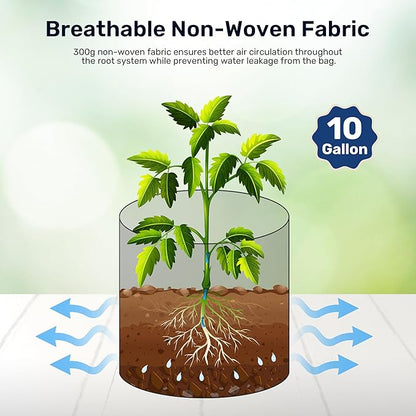 iPower 6 Pack 10 Gallon Potato Grow Bags with Flap, Garden Planting Pot with Durable Handle and Harvest Window, Thickened Nonwoven Fabric Container for Potato, Tomato, Vegetable, Carrot and Fruits
