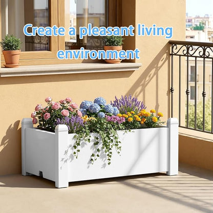 EasyUp Horticulture Garden Bed with Drainage Plug, Divisible Resin Planter Box for Backyard, Patio, Balcony, with 4 Legs(Ashen,30.04 * 17.72 * 12.6)